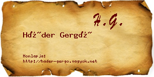 Háder Gergő névjegykártya